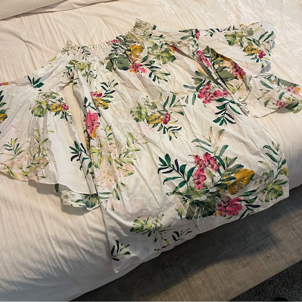 Floral off the shoulder tropical dress